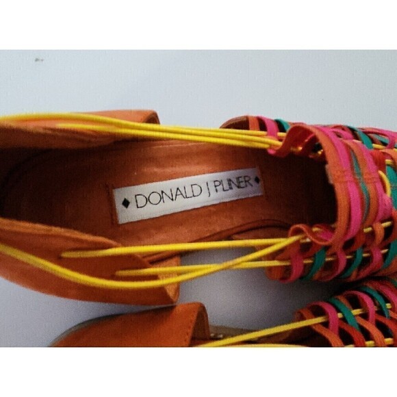 Donald Pliner Anthropologie Rainbow Leather Woven Elastic Slide D’Orsay Flat 9 - Picture 5 of 7